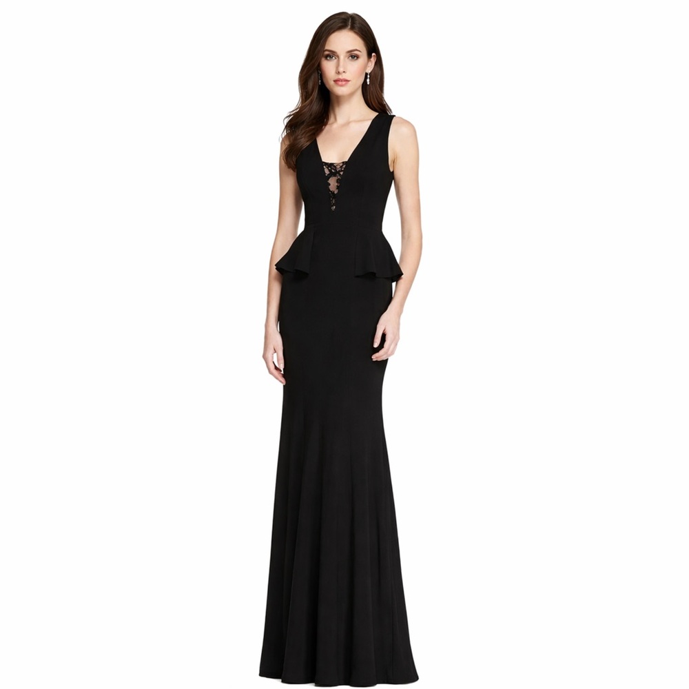 BCBGMaxAzria  Black Silvia Sleeveless Peplum Evening Dress